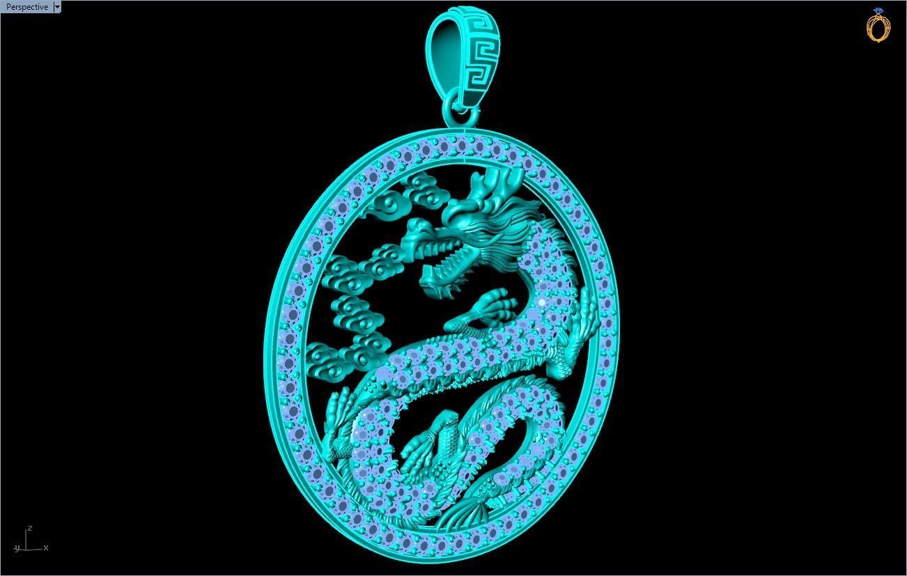 Dragon pendant - Mens pendant - N1230 3D print model_4