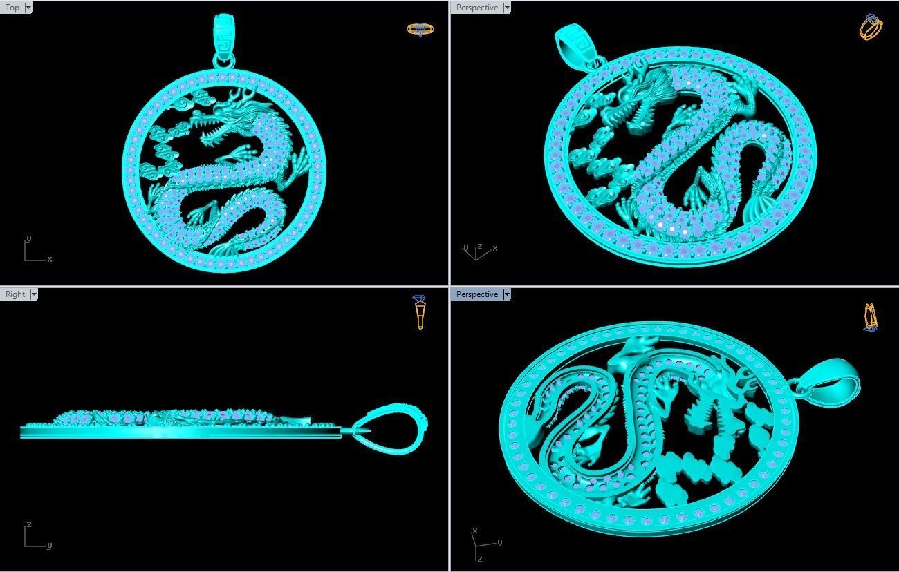 Dragon pendant - Mens pendant - N1230 3D print model_6