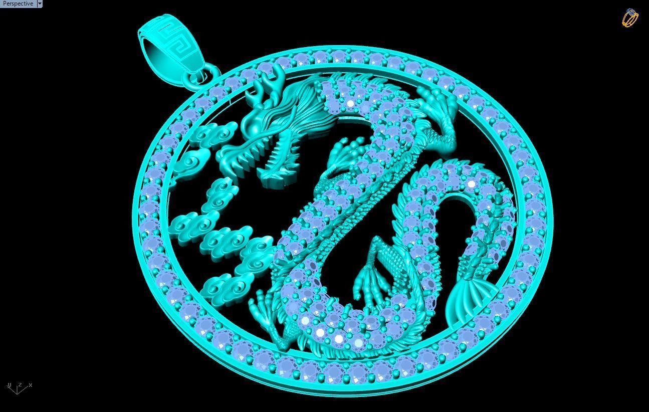 Dragon pendant - Mens pendant - N1230 3D print model_3