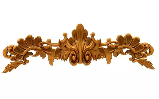 3D Model STL Headboard golden ornate design
