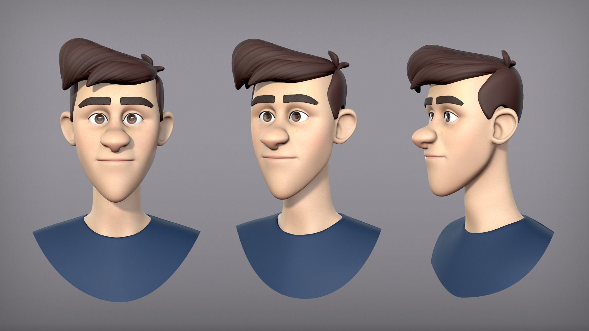 Cartoon man with 3 outfits Low-poly 3D model_6