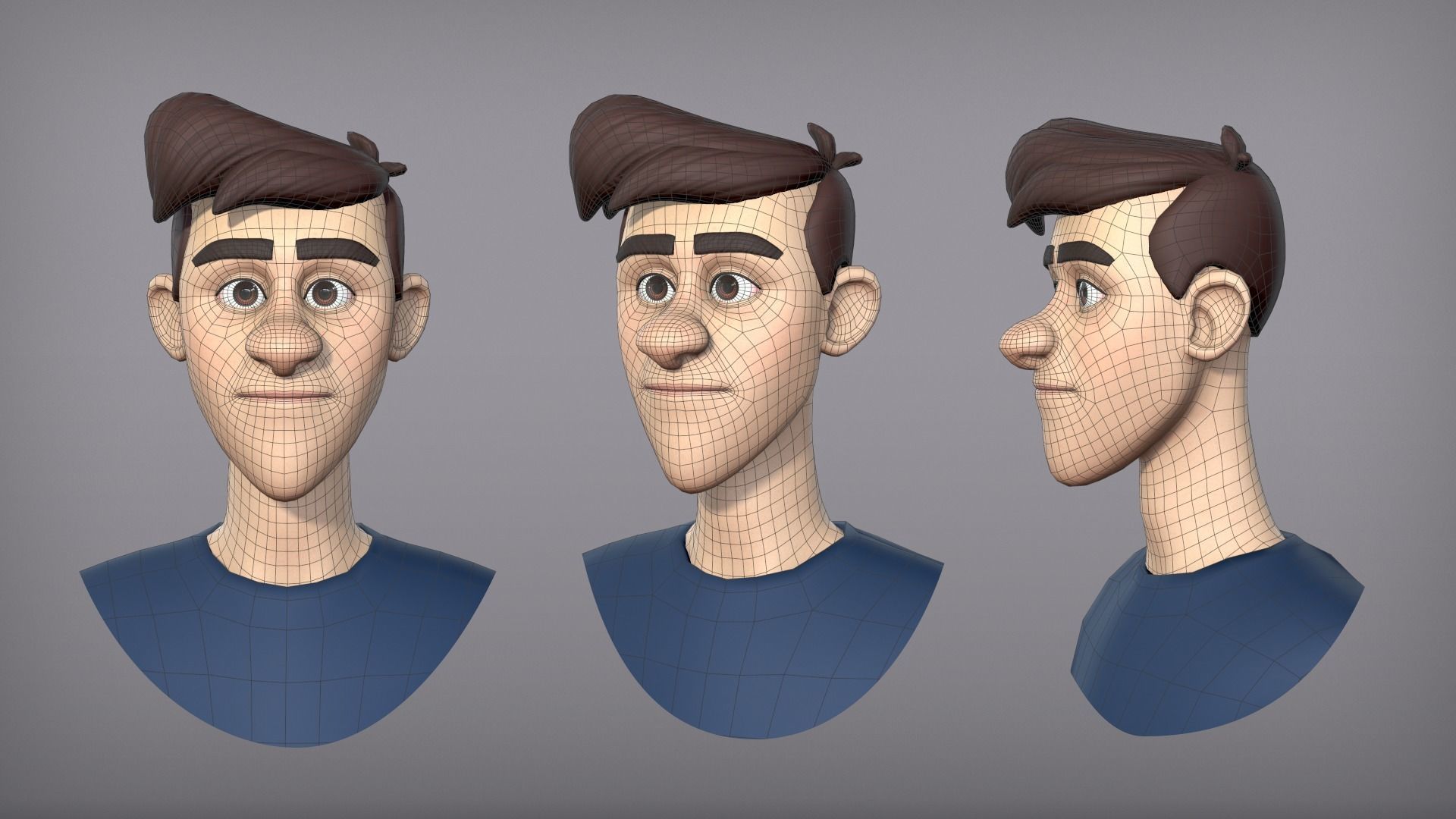 Cartoon man with 3 outfits Low-poly 3D model_7