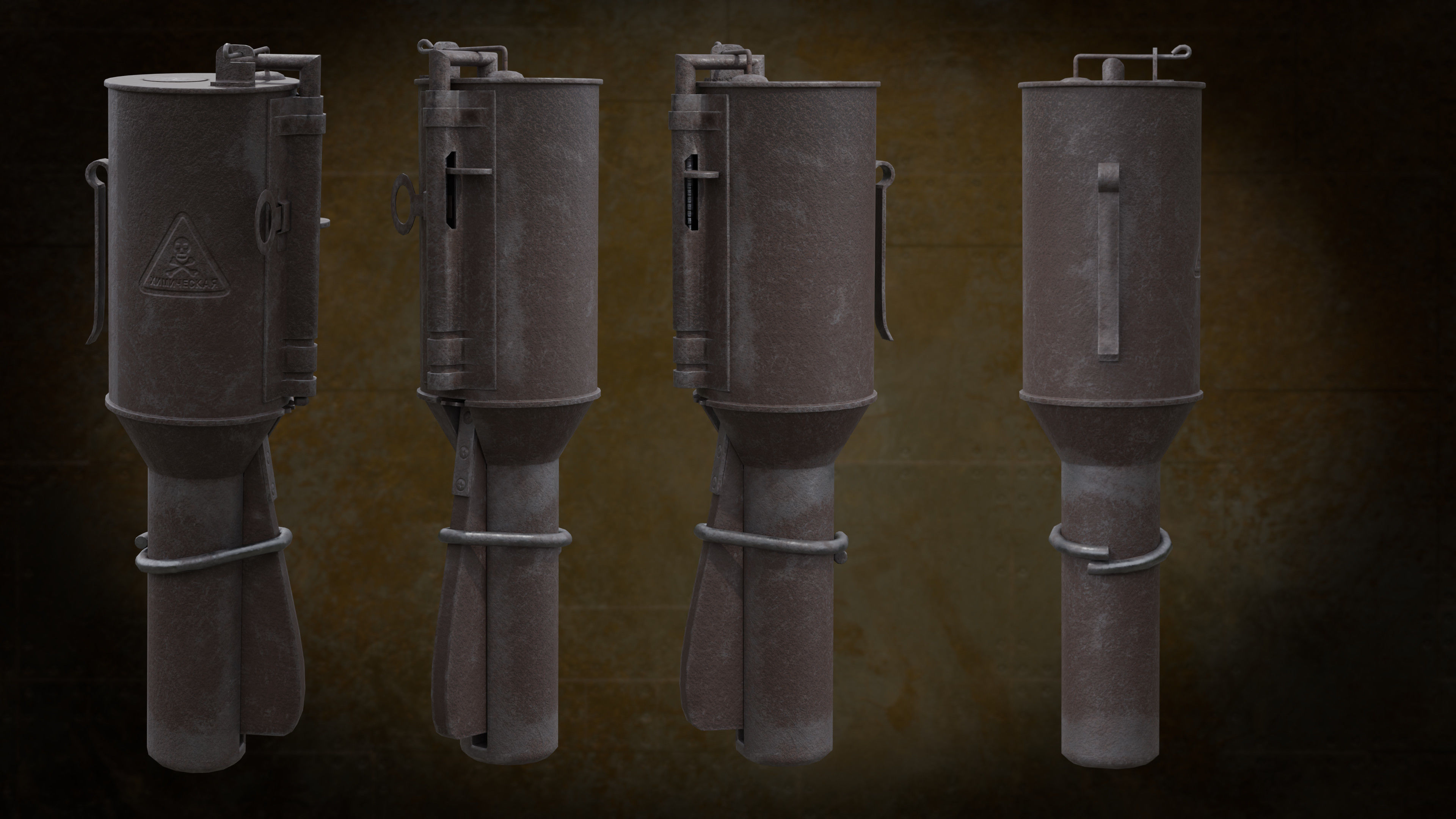 1917 Chemical Gas Grenade Low-poly 3D model_7