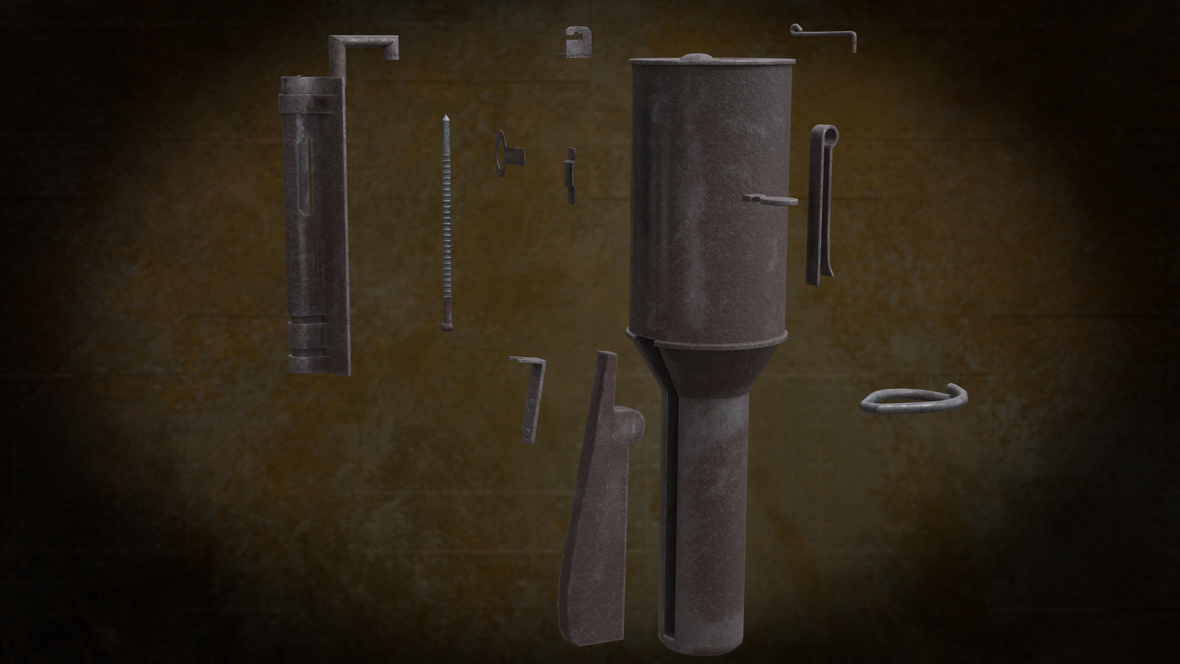 1917 Chemical Gas Grenade Low-poly 3D model_3
