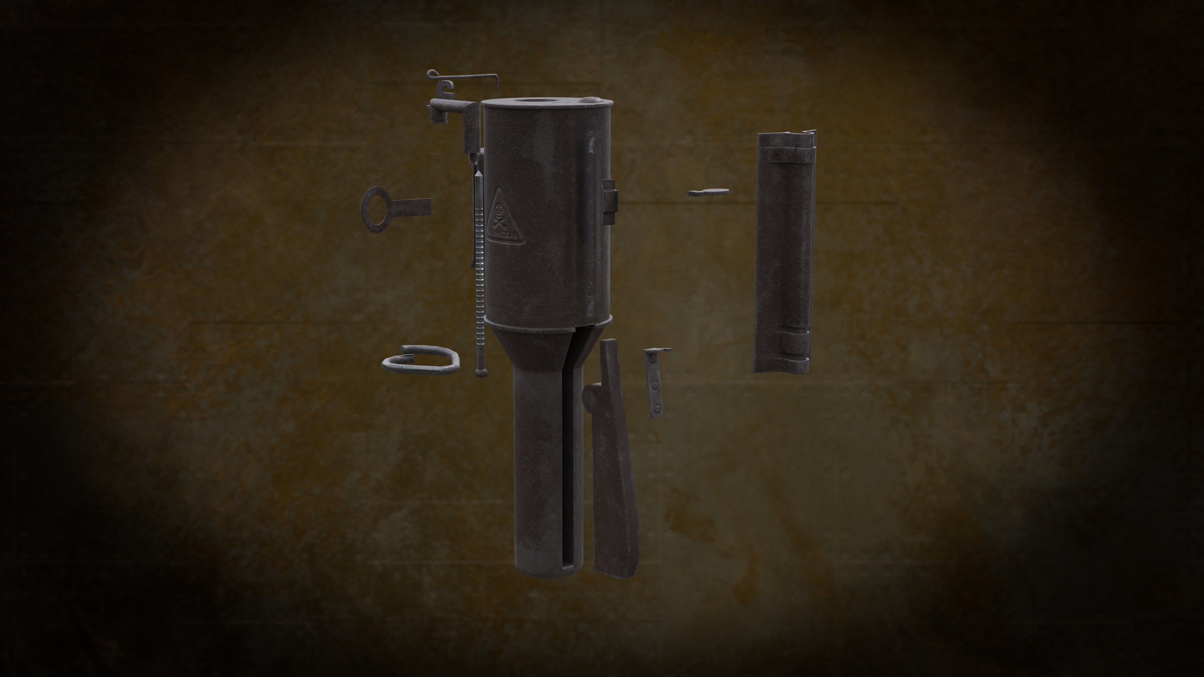 1917 Chemical Gas Grenade Low-poly 3D model_4