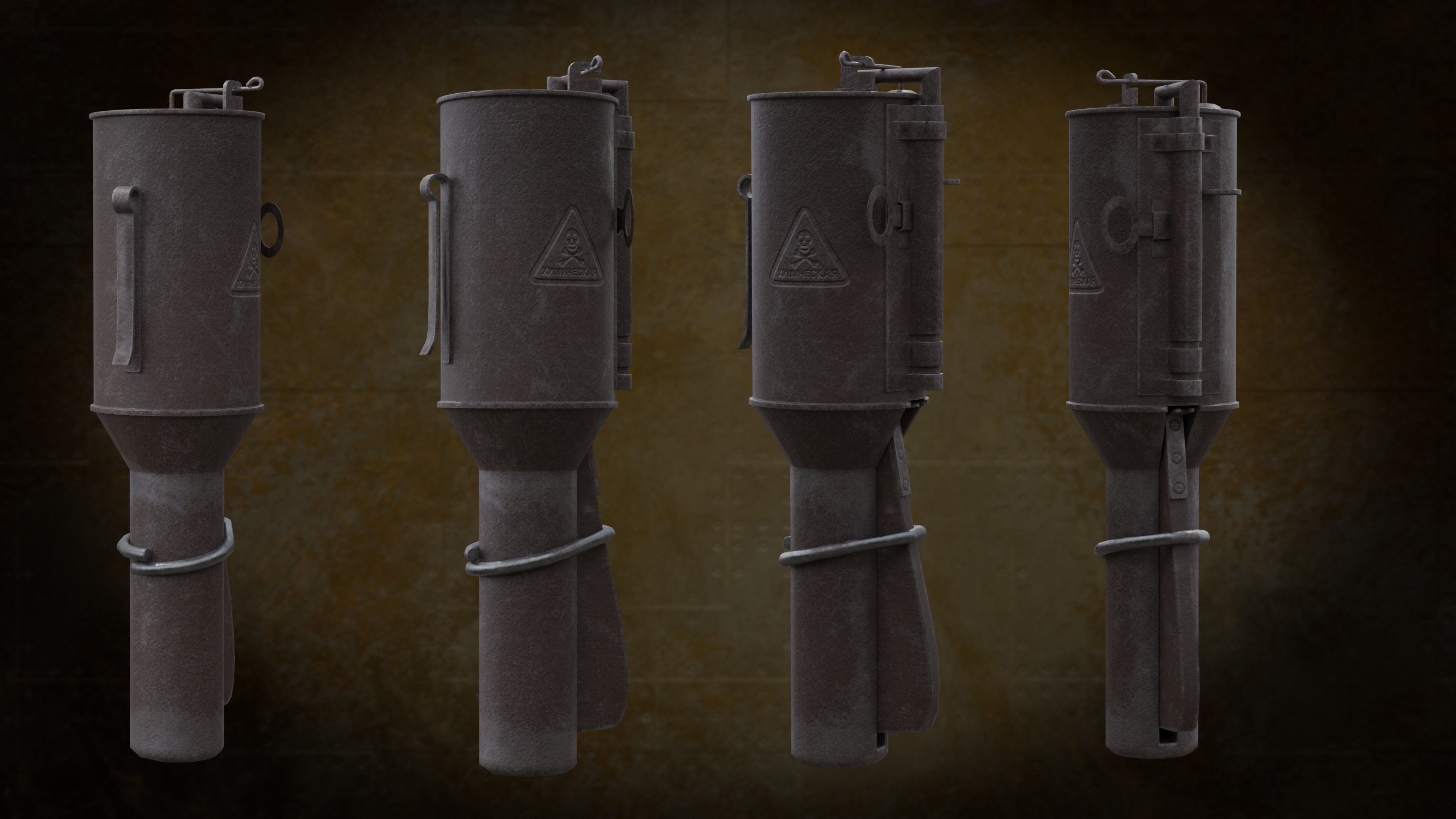 1917 Chemical Gas Grenade Low-poly 3D model_8