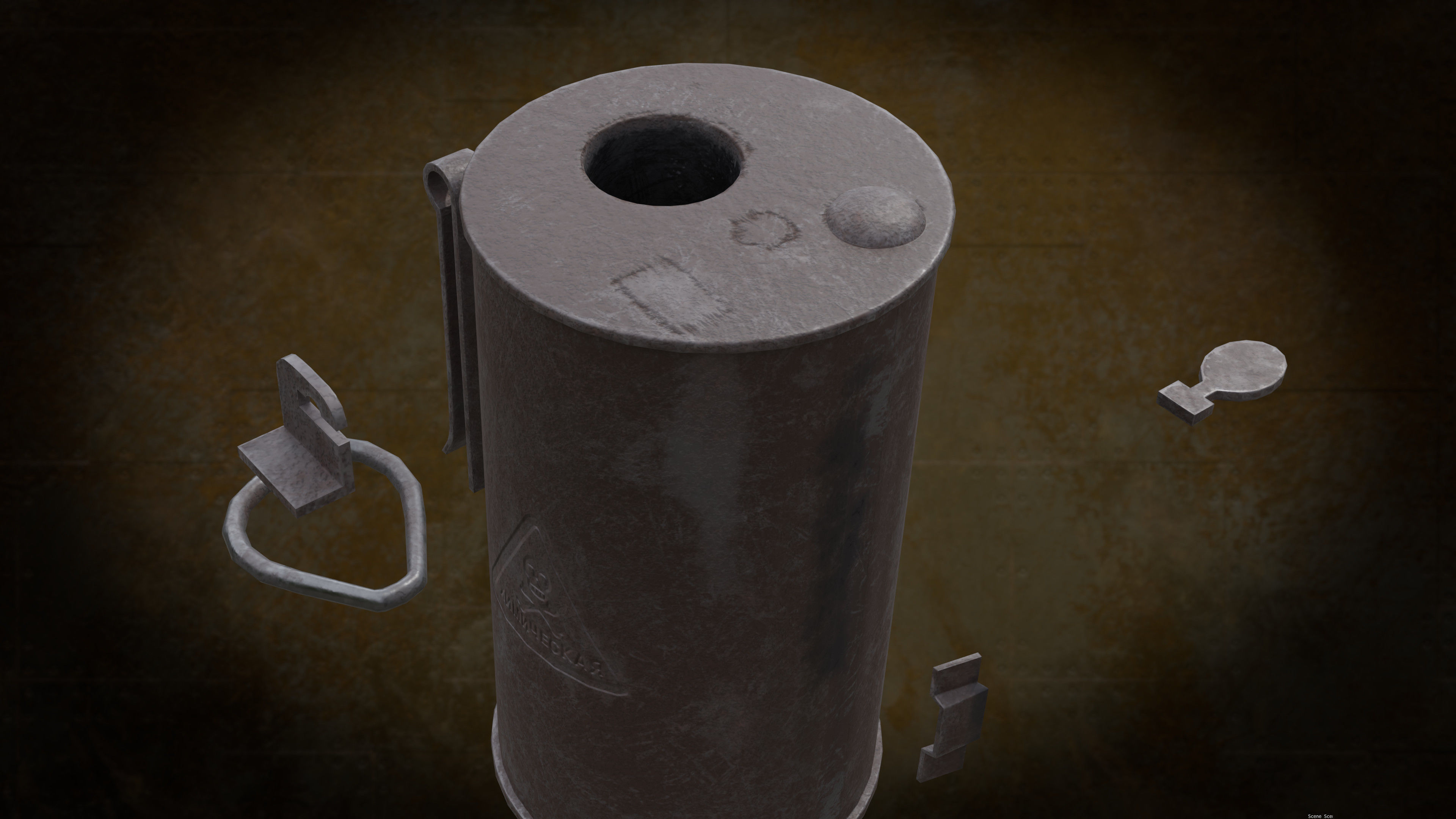 1917 Chemical Gas Grenade Low-poly 3D model_5