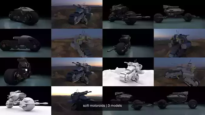 scifi motoroids 3D Model Collection