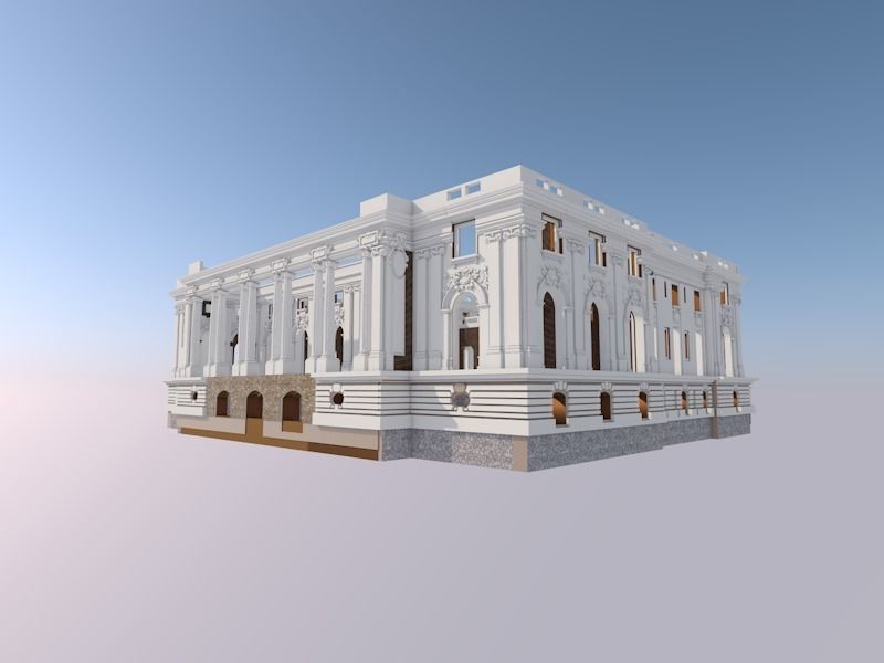 Little Trianon Palace ruin 3D model_2