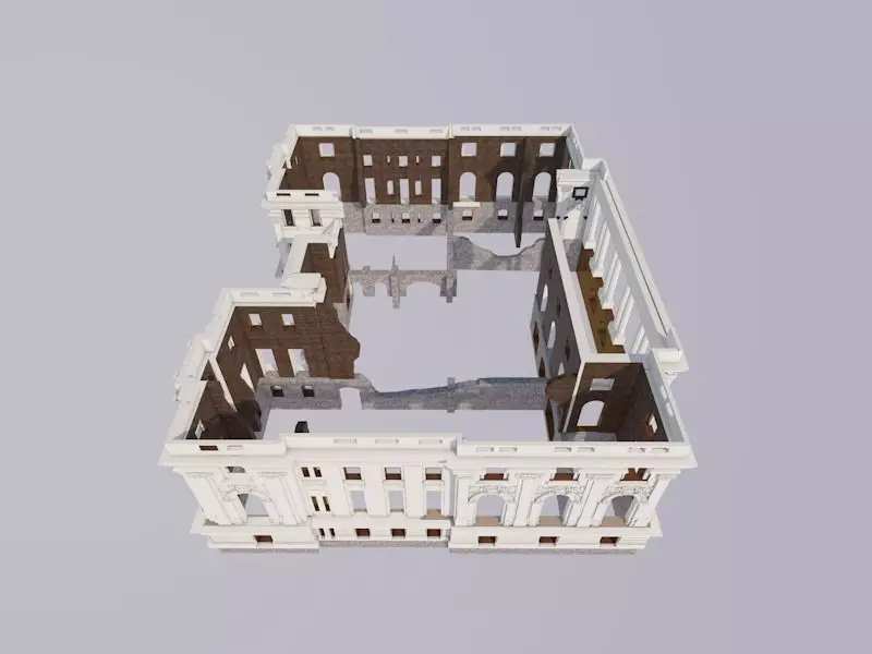 Little Trianon Palace ruin 3D model_0