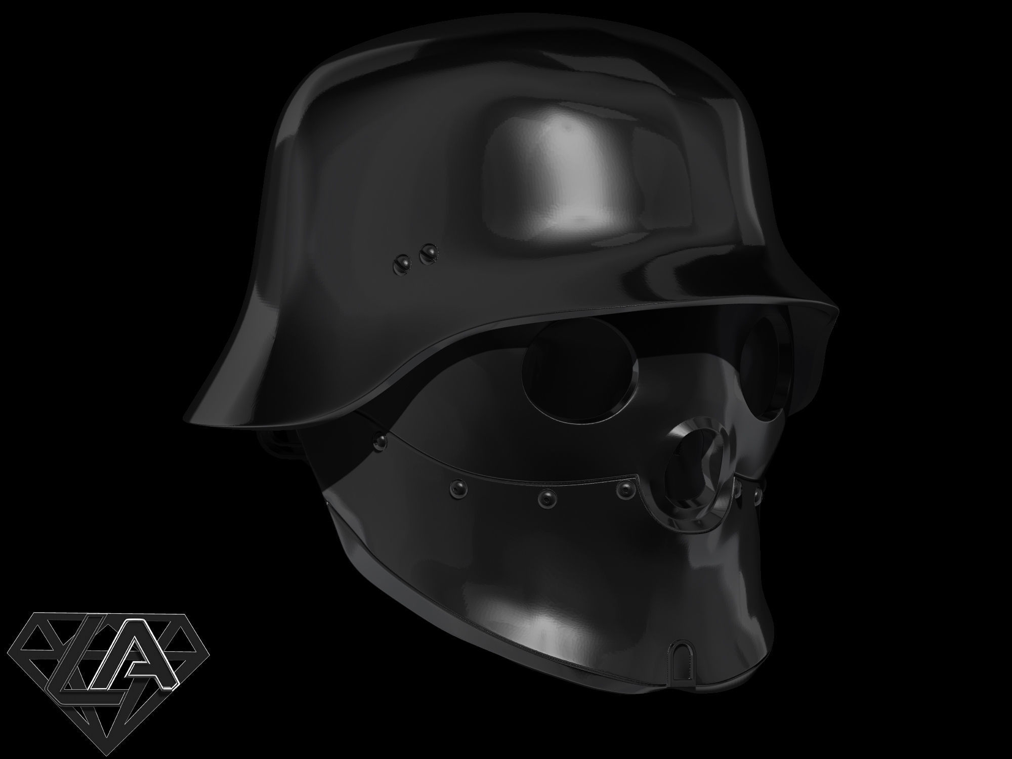 Wolfenstein blackguard helmet 3D print model_3