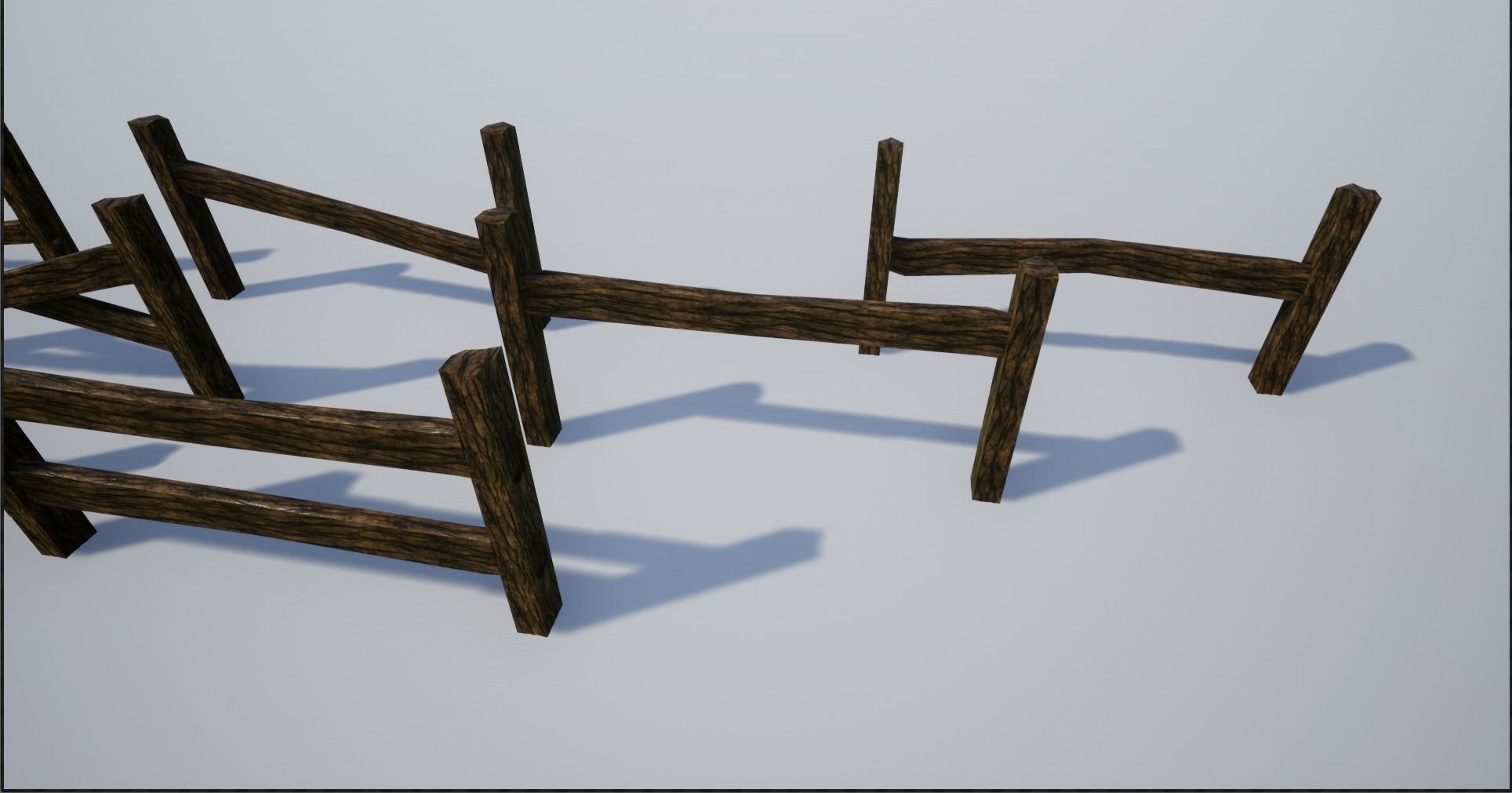 Holed Bark Fence Low-poly 3D model_9