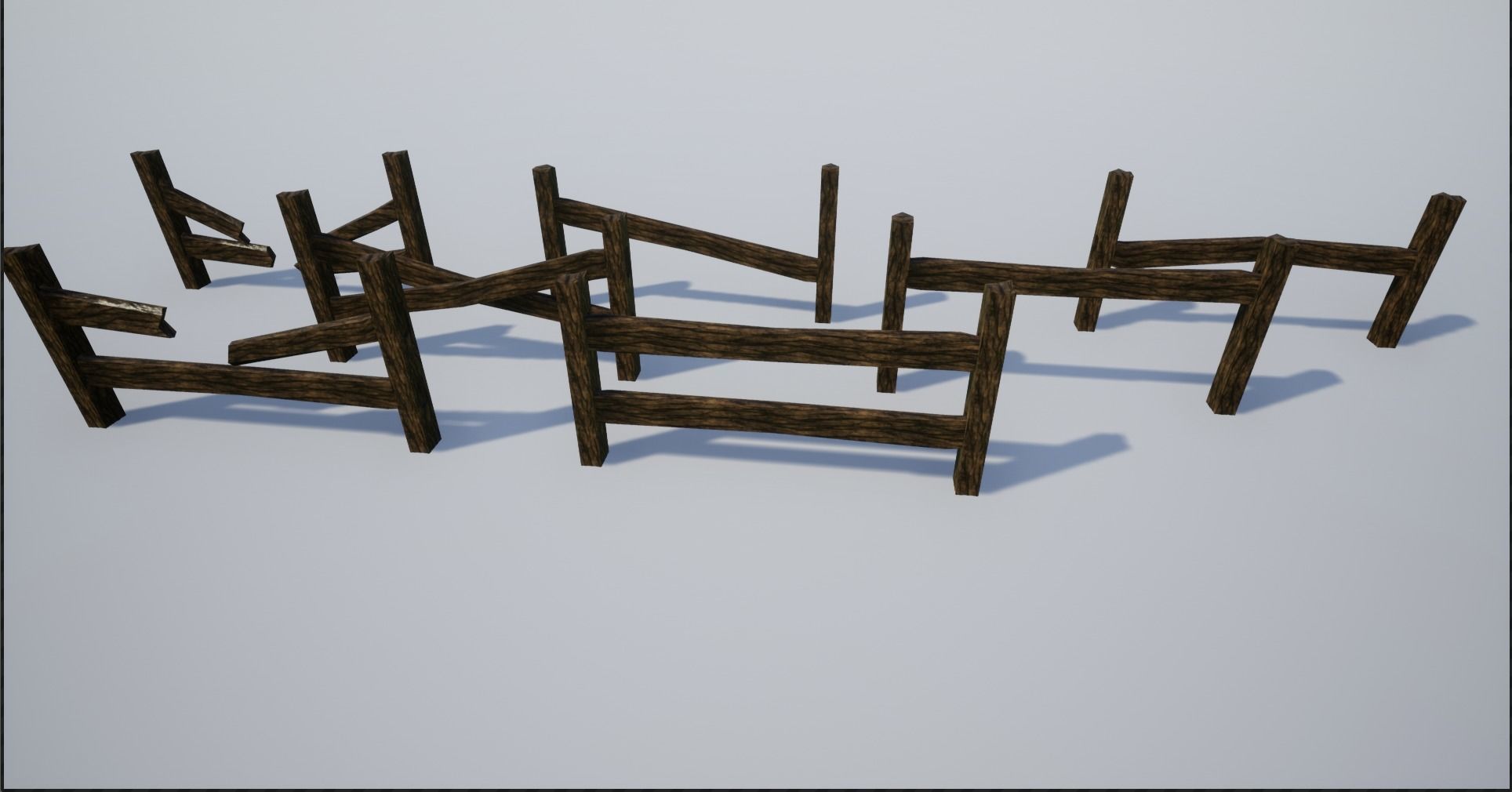 Holed Bark Fence Low-poly 3D model_10