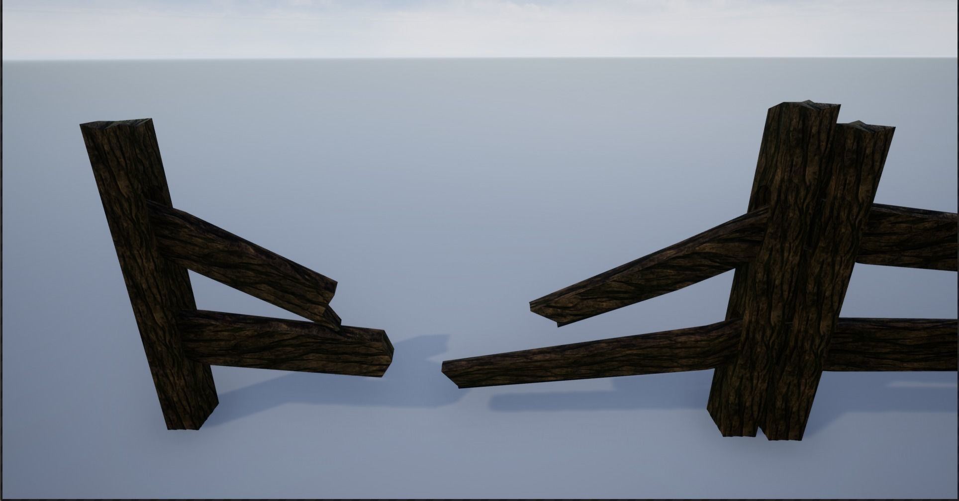 Holed Bark Fence Low-poly 3D model_12