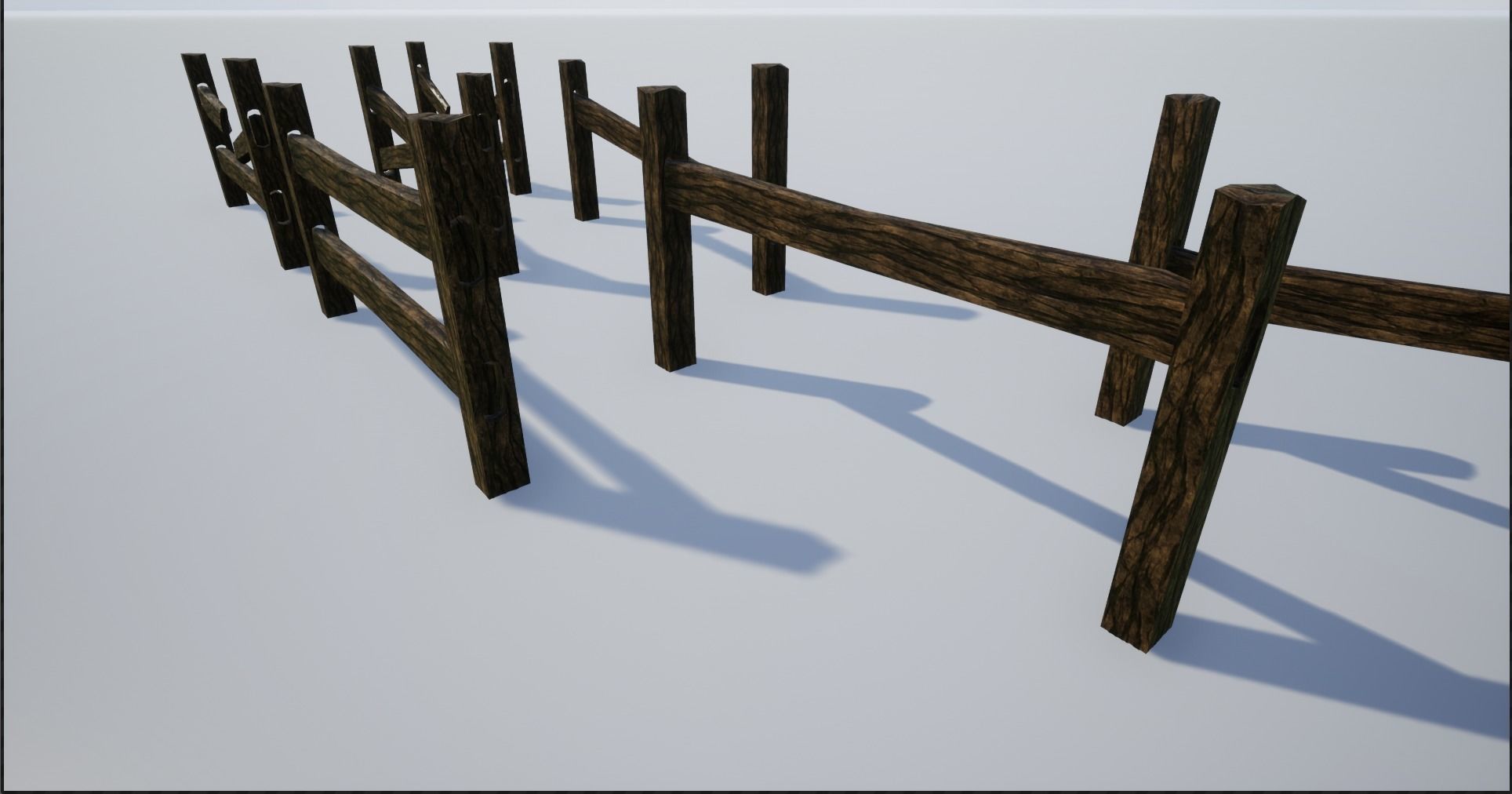 Holed Bark Fence Low-poly 3D model_8