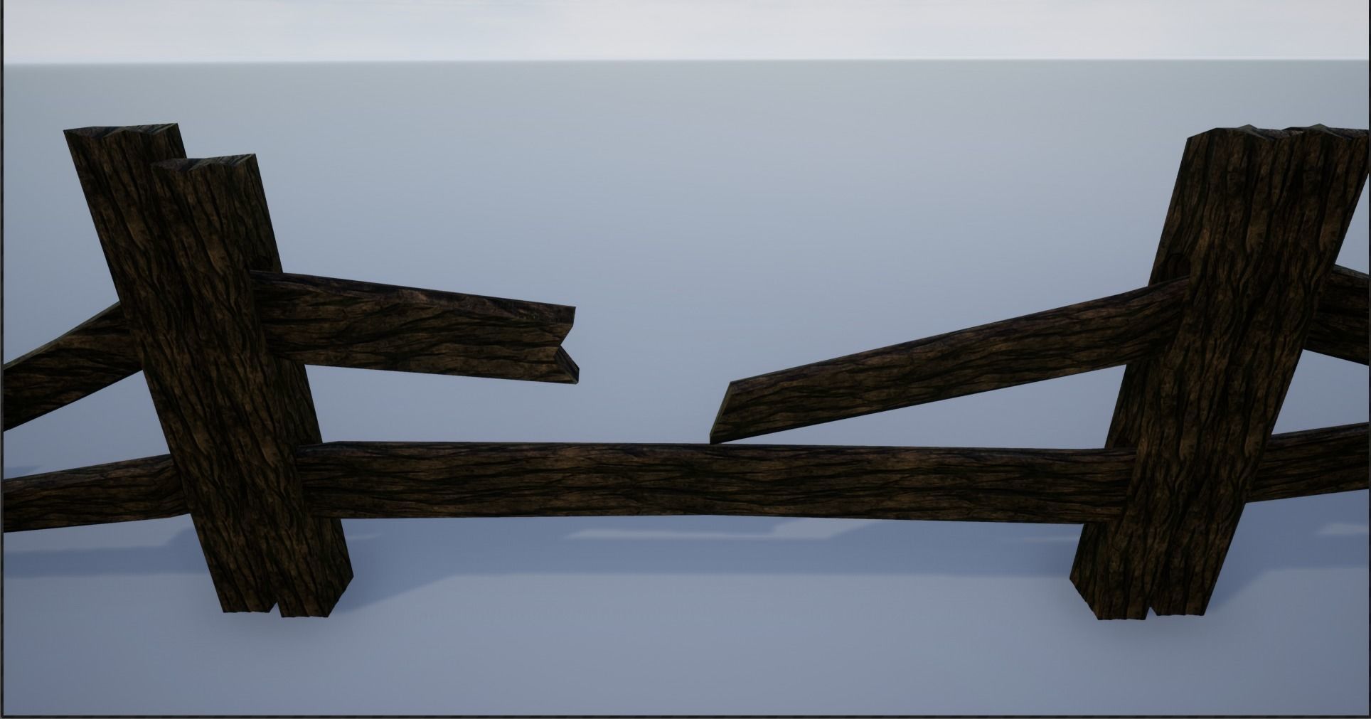 Holed Bark Fence Low-poly 3D model_13