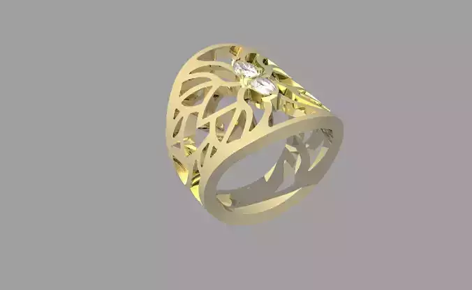 Vintage ring with two gemstones