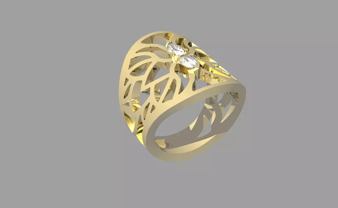 Vintage ring with two gemstones Free 3D print model