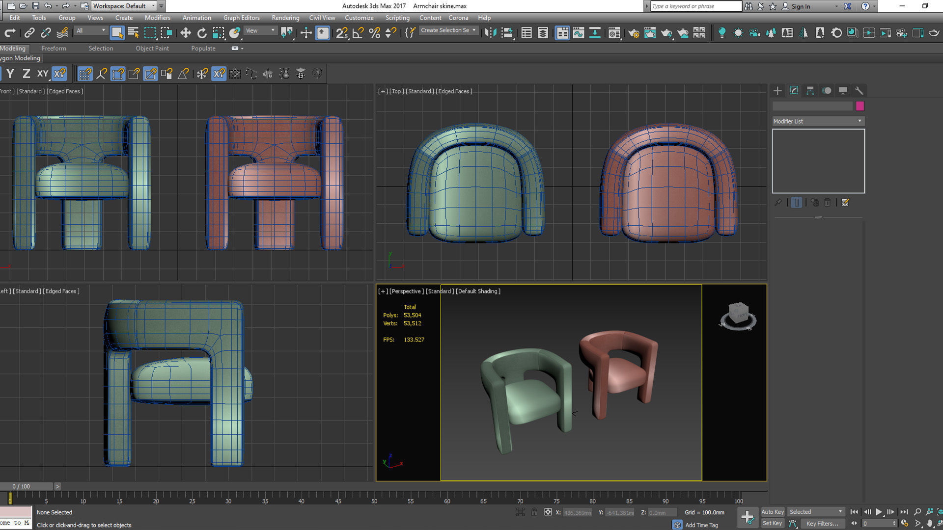 Armchair person chair Low-poly 3D model_9