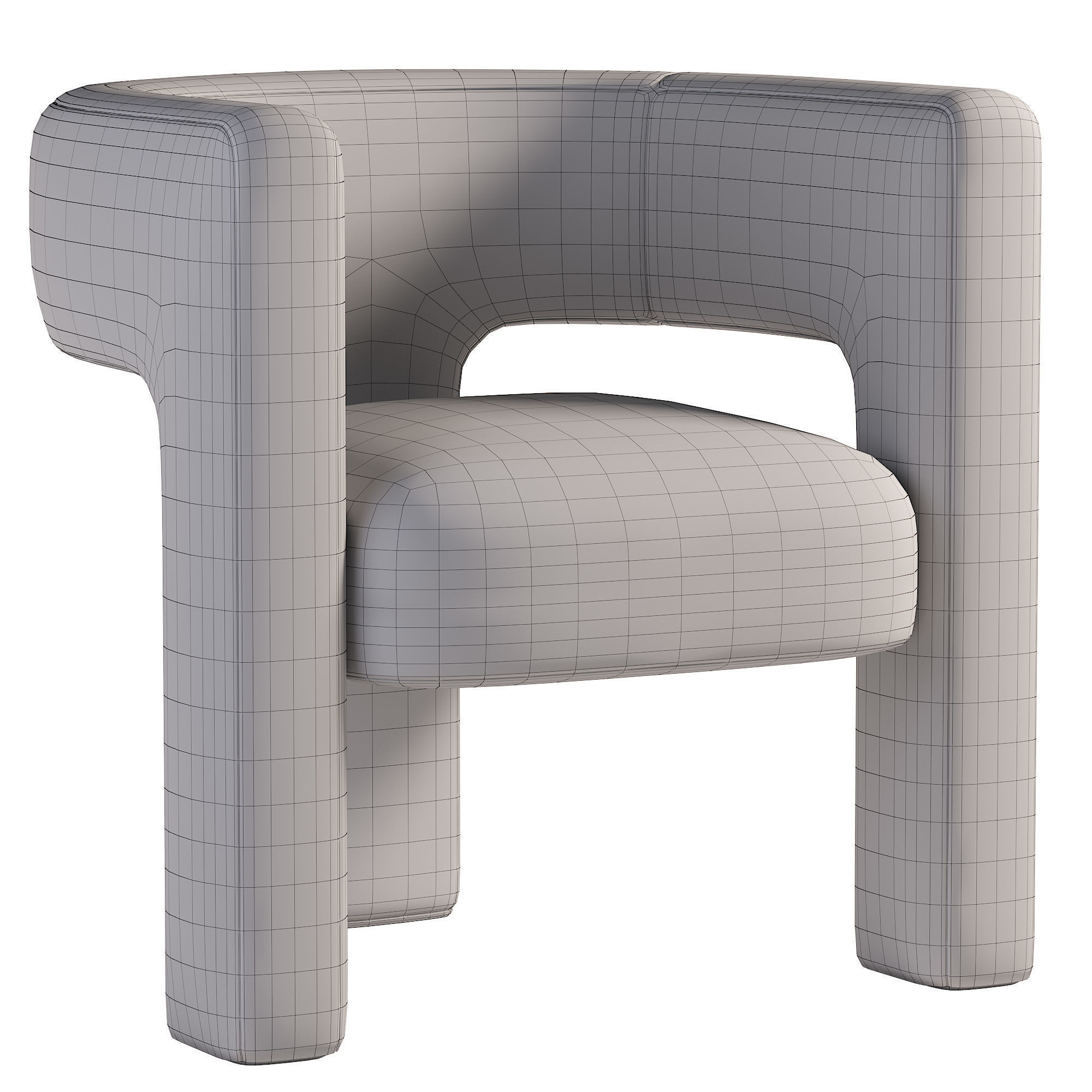 Armchair person chair Low-poly 3D model_5