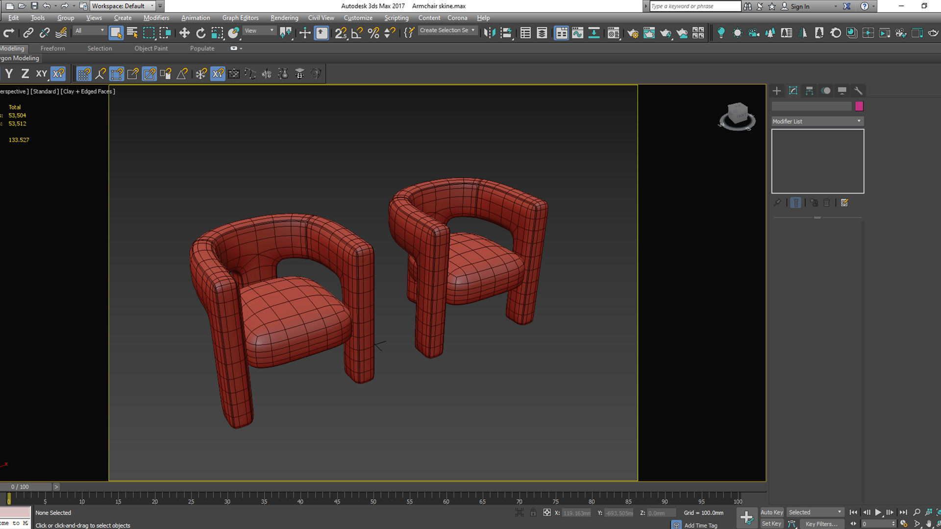 Armchair person chair Low-poly 3D model_6