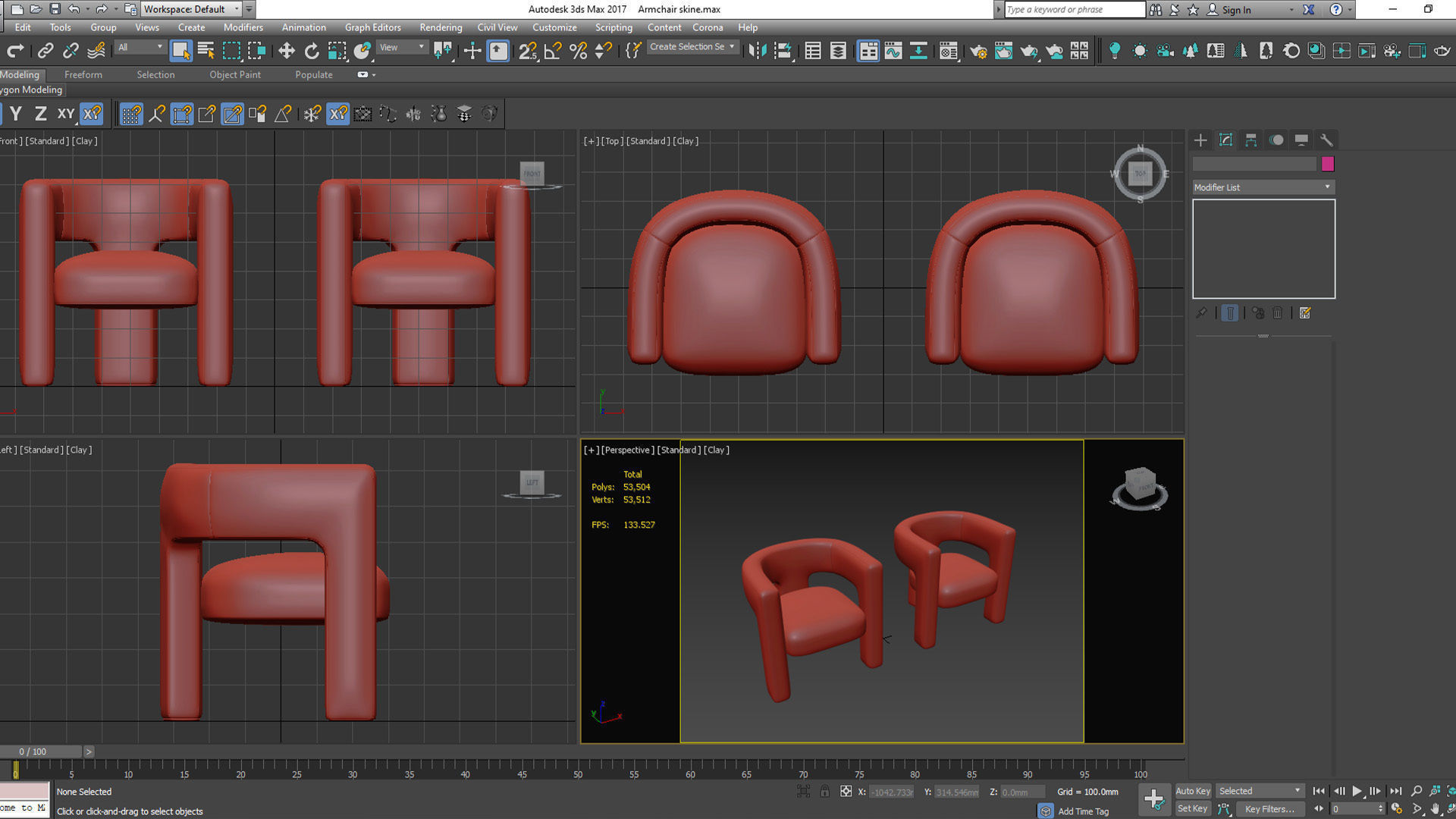 Armchair person chair Low-poly 3D model_11