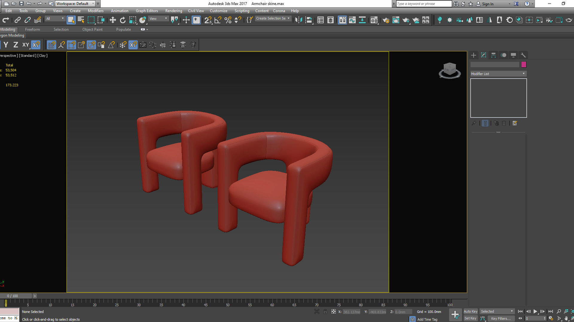 Armchair person chair Low-poly 3D model_8