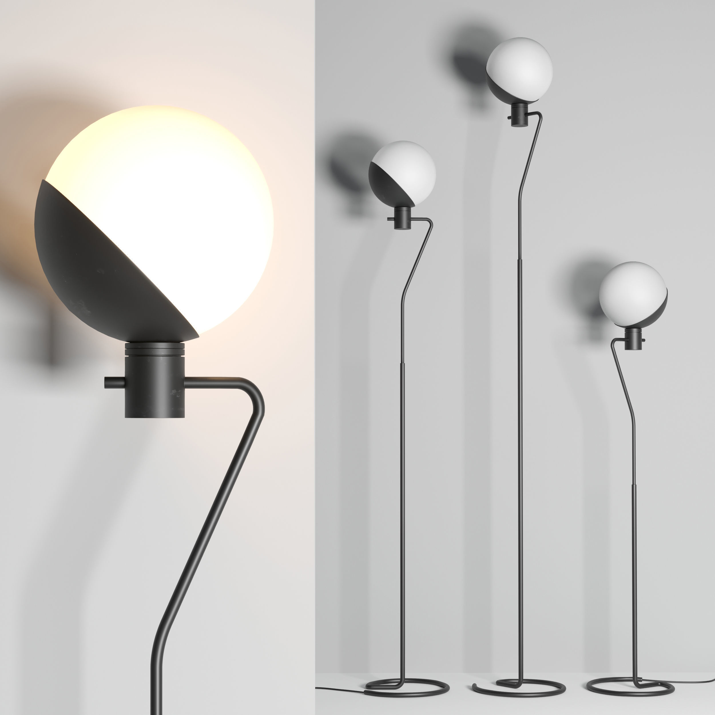 Grupa Baluna collection Black  Light floor lamp 3D model_1