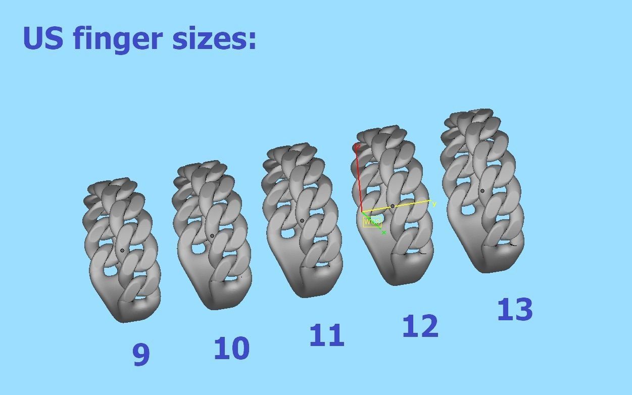 Cuban Ring Chain Link Ring 7mm Wide 9 10 11 12 13 US sizes  3D print model_7