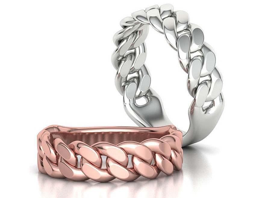 Cuban Ring Chain Link Ring 7mm Wide 9 10 11 12 13 US sizes  3D print model_1