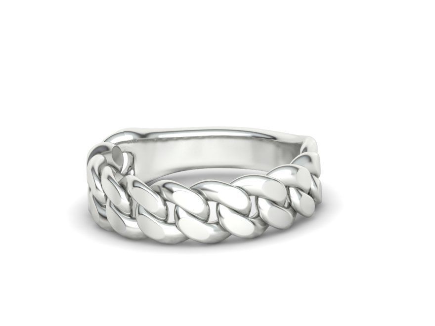 Cuban Ring Chain Link Ring 7mm Wide 9 10 11 12 13 US sizes  3D print model_12
