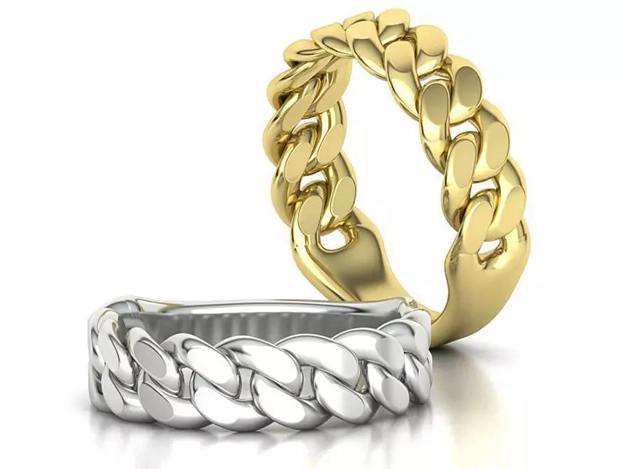 Cuban Ring Chain Link Ring 7mm Wide 9 10 11 12 13 US sizes  3D print model_0