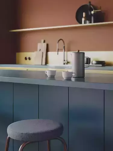 Colourful Nordic Kitchen for Cinema 4D and Corona Renderer