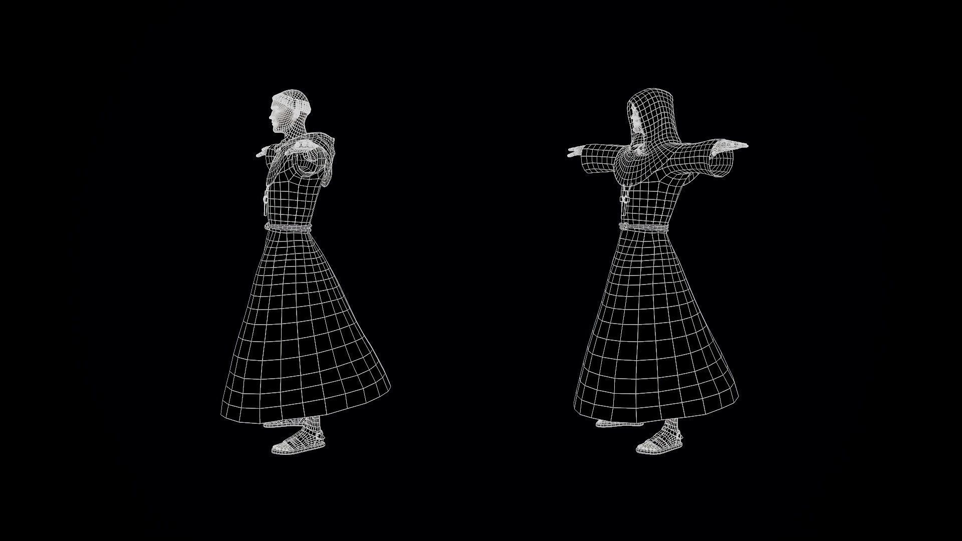 Medieval Monk Low-poly 3D model_34