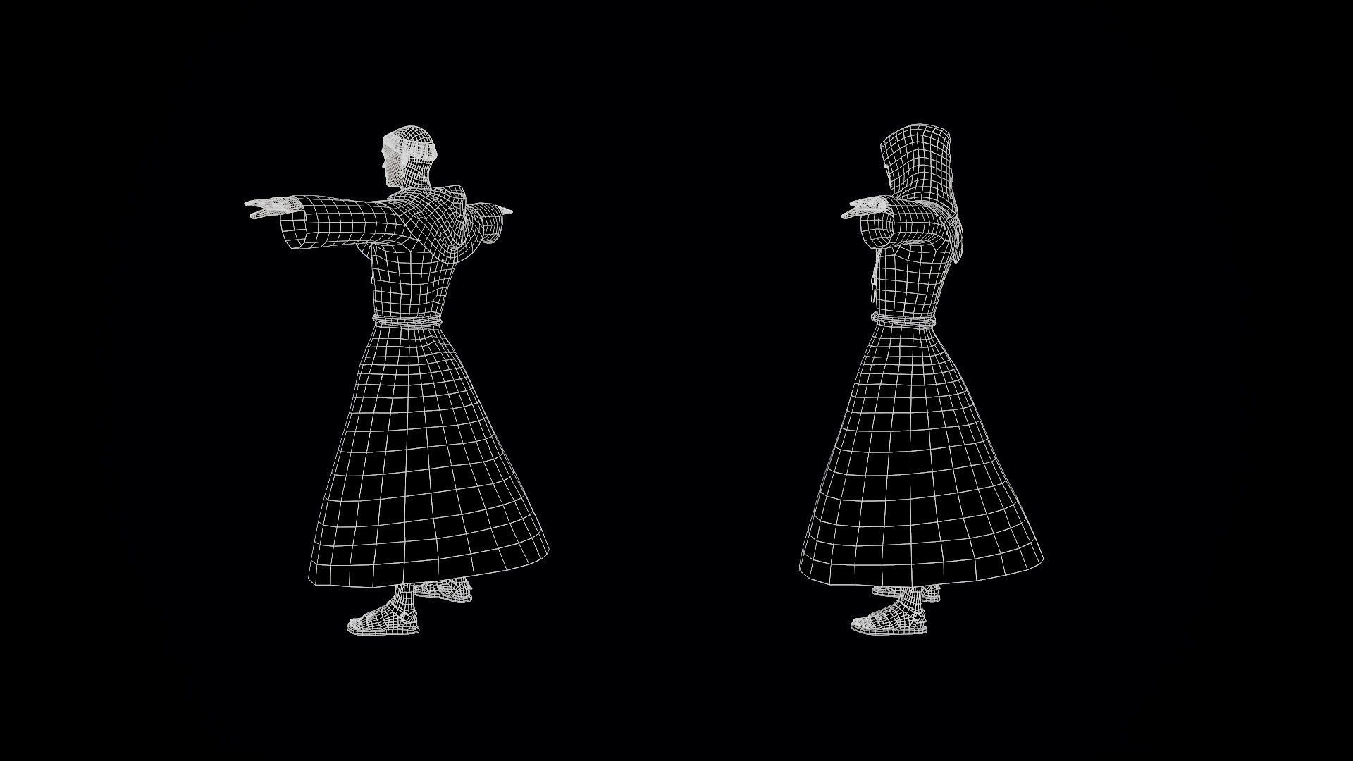 Medieval Monk Low-poly 3D model_35