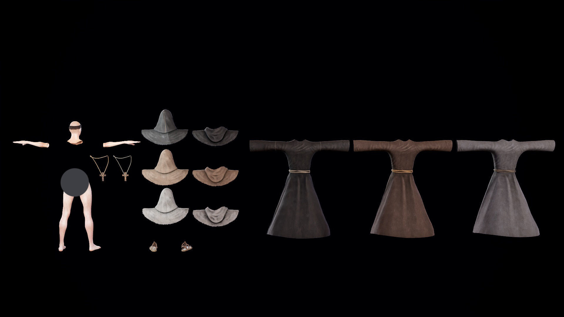 Medieval Monk Low-poly 3D model_17