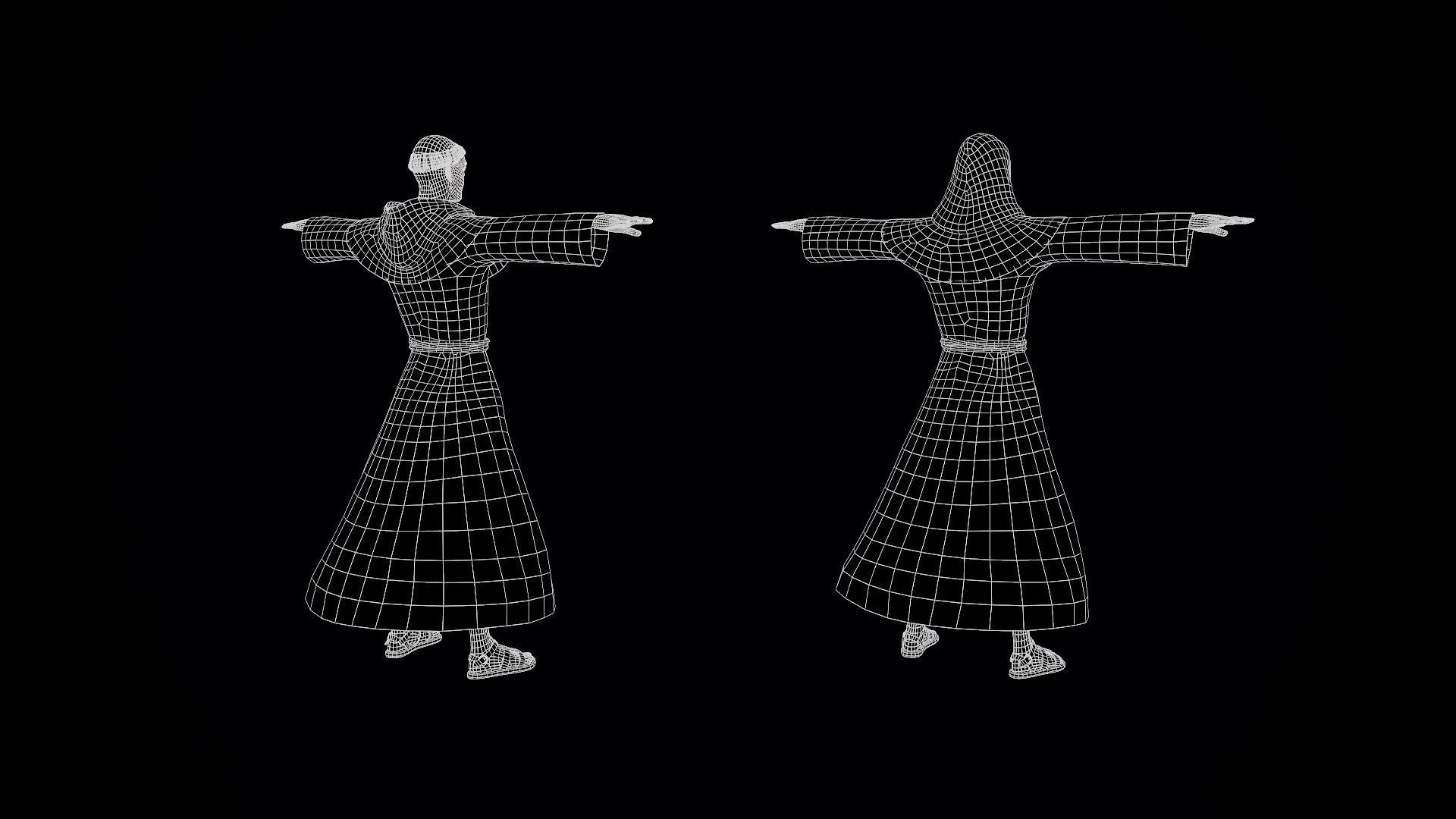 Medieval Monk Low-poly 3D model_31