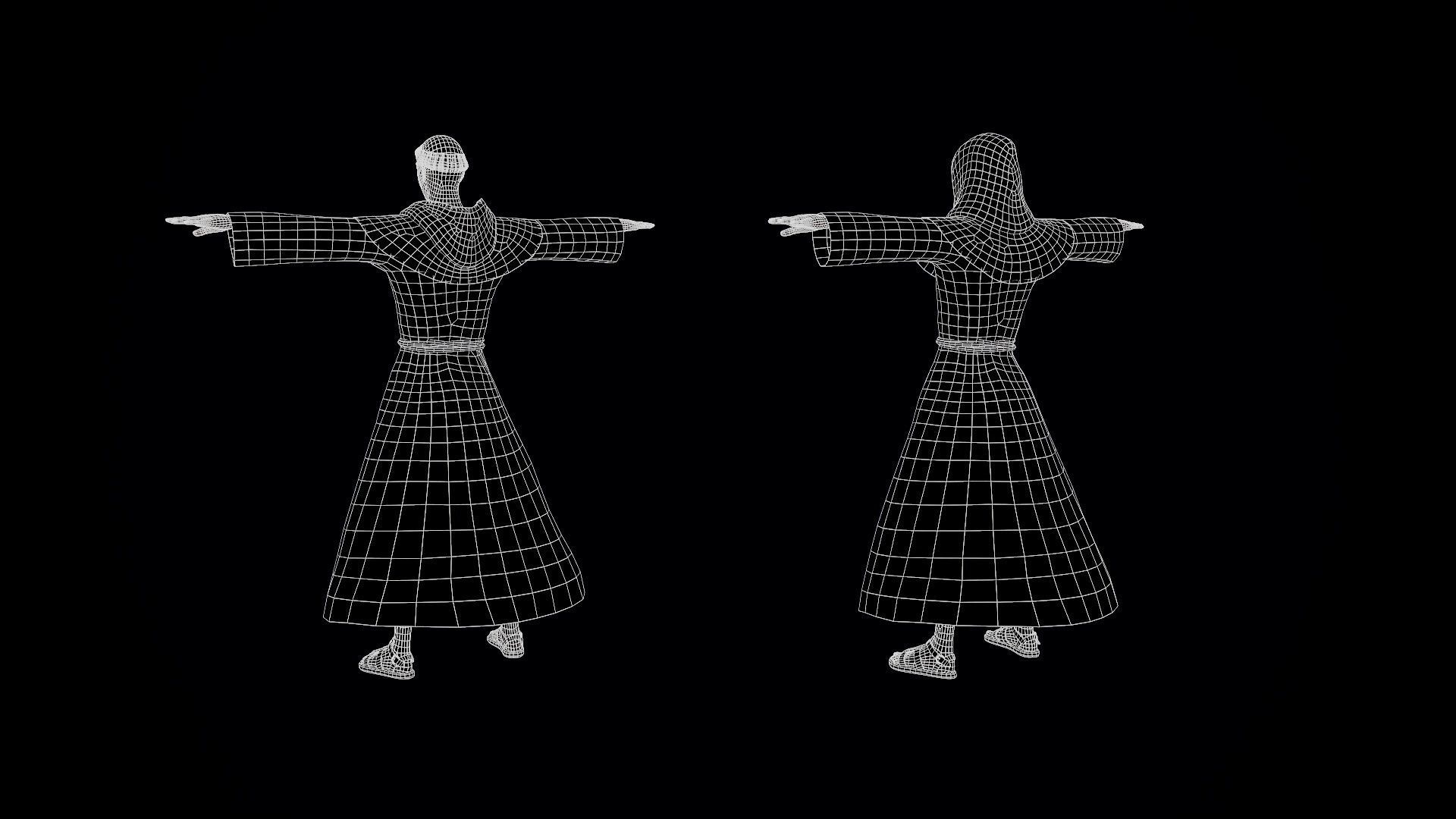 Medieval Monk Low-poly 3D model_33