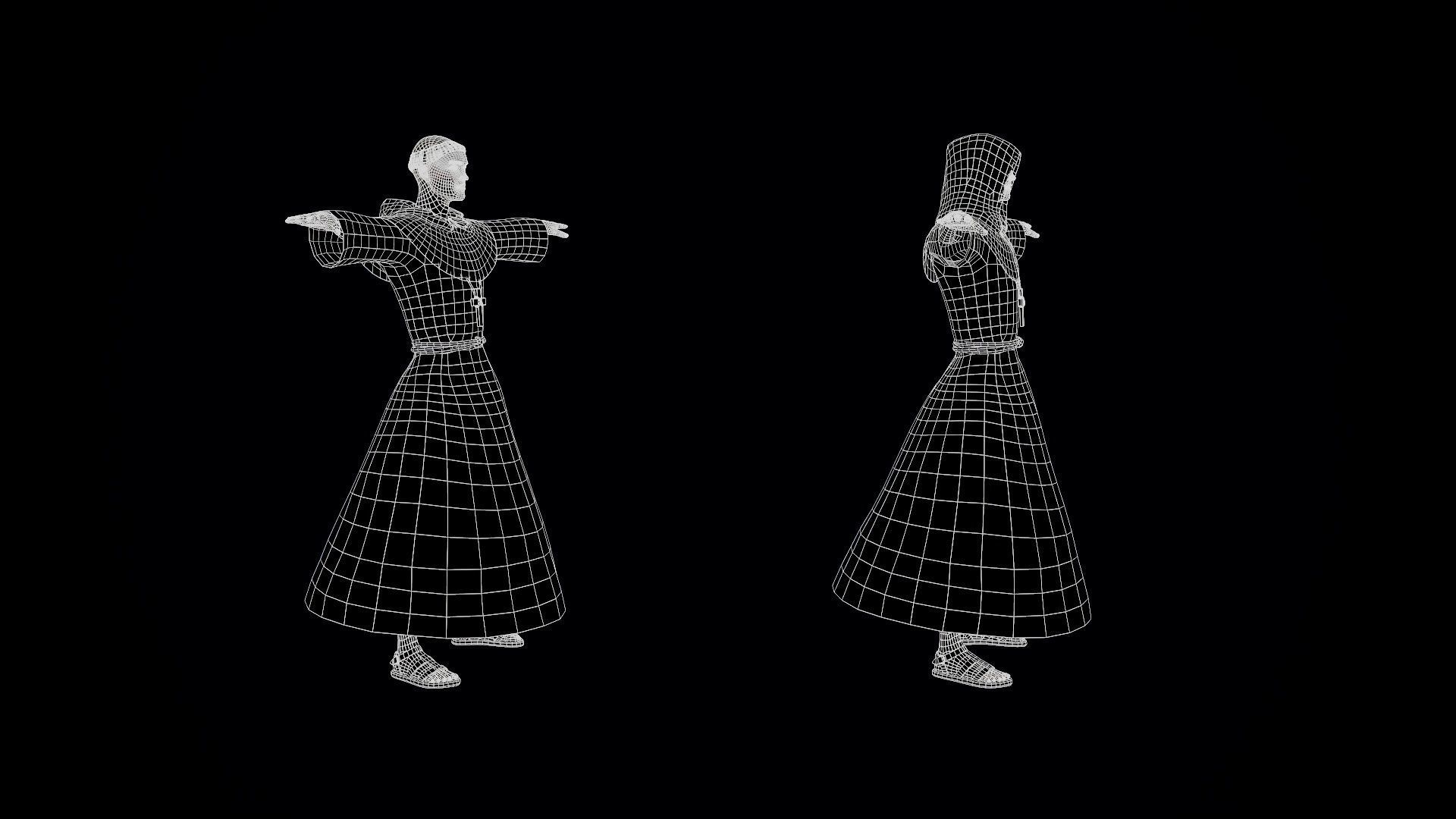 Medieval Monk Low-poly 3D model_29