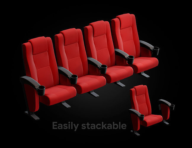 Cinema seat Low-poly 3D model 4