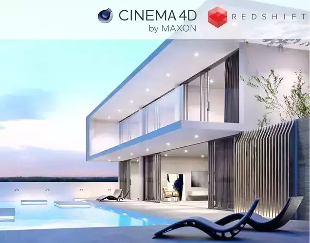 Redshift - C4D Scene files - Modern Minimalist House Exterior 3D model