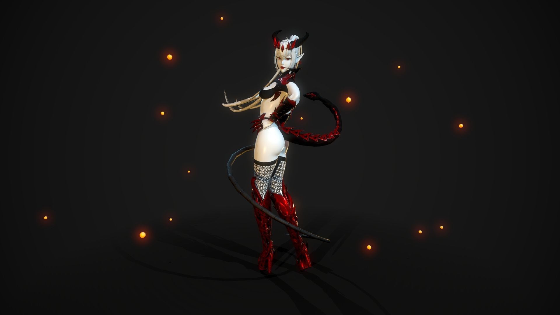 Blood Demoness - Game Ready Character Low-poly 3D model_8