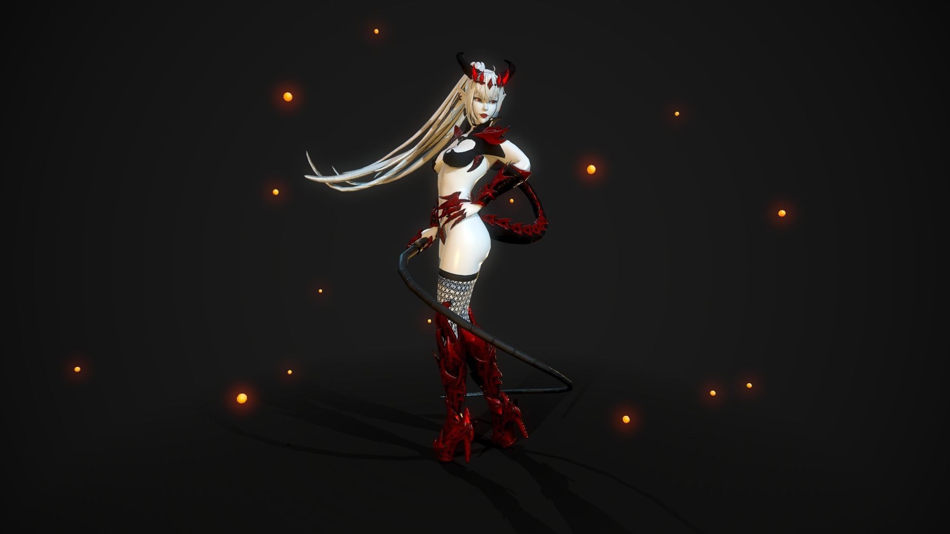 Blood Demoness - Game Ready Character Low-poly 3D model_15