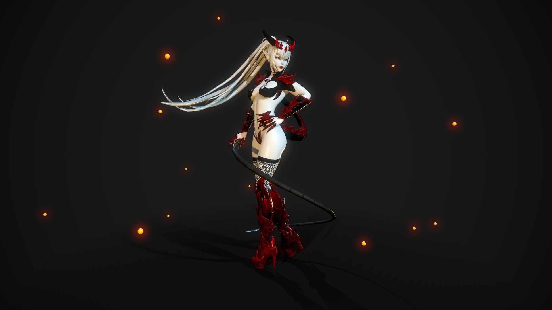 Blood Demoness - Game Ready Character Low-poly 3D model_7