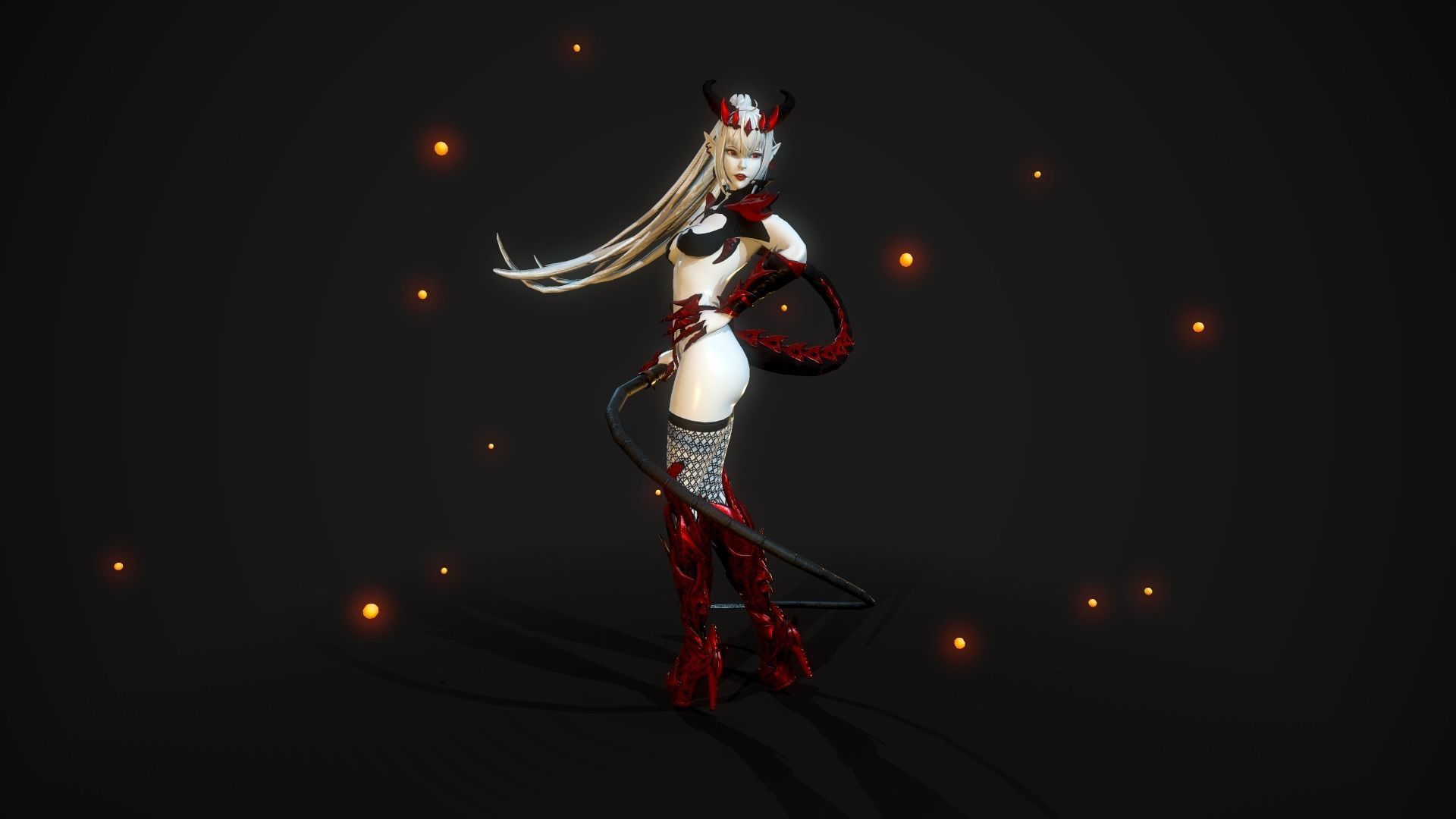 Blood Demoness - Game Ready Character Low-poly 3D model_2