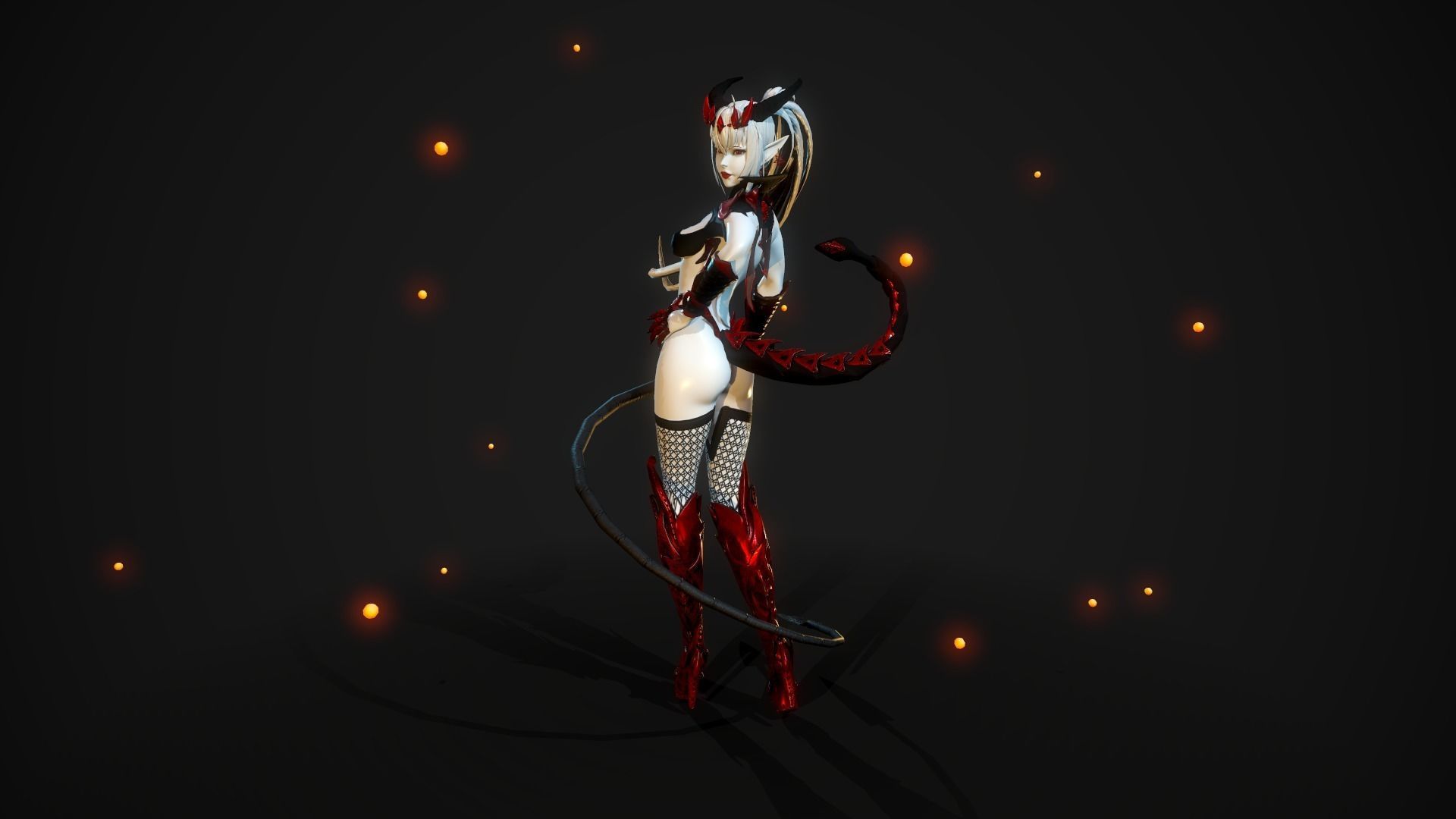 Blood Demoness - Game Ready Character Low-poly 3D model_9