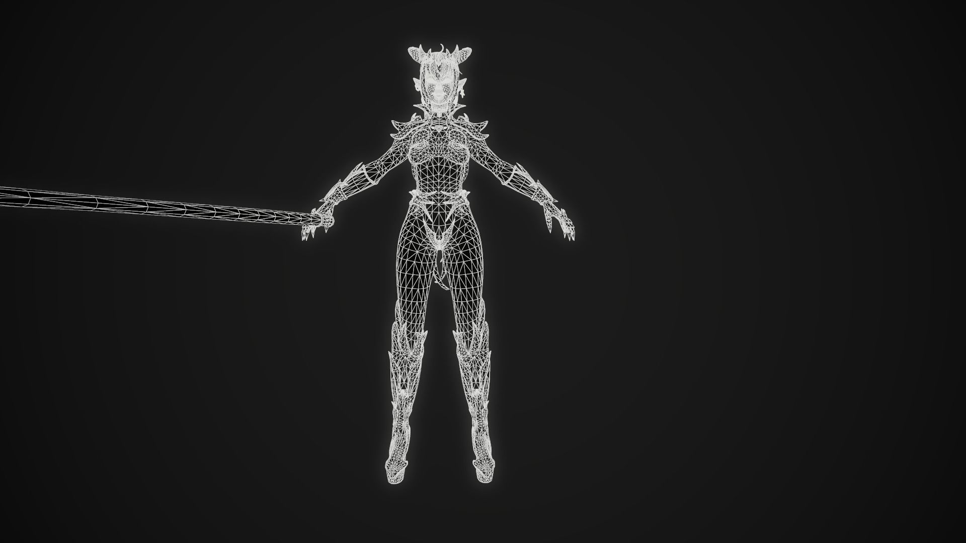 Blood Demoness - Game Ready Character Low-poly 3D model_3
