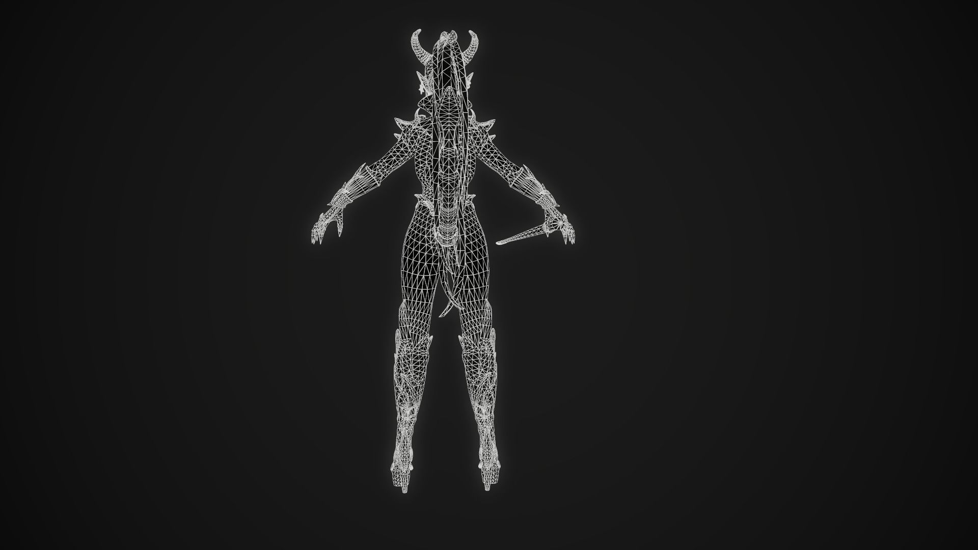 Blood Demoness - Game Ready Character Low-poly 3D model_5