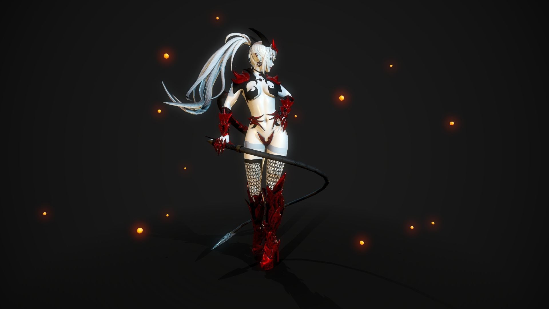 Blood Demoness - Game Ready Character Low-poly 3D model_13