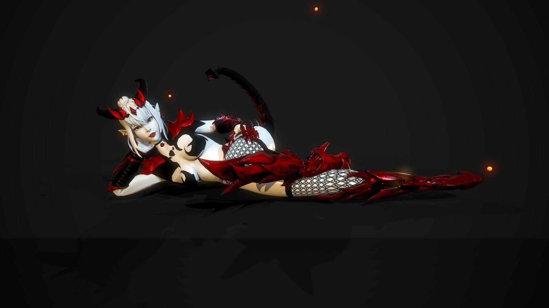 Blood Demoness - Game Ready Character Low-poly 3D model_17